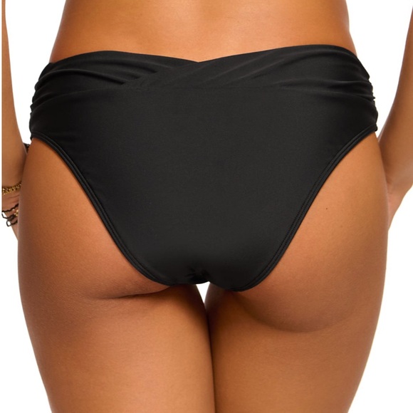 Ramy Brook Black Twist-Front Halter Bikini Set Penelope Bottom Arielle Top - Picture 6 of 11